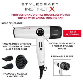 StyleCraft StyleCraft Instinct X Hair Blow Dryer Brushless Motor