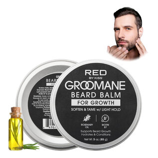 Kiss Red by Kiss Groomane Beard Balm Sandalwood Rosemary Oil Biotin B7 3oz  GR25