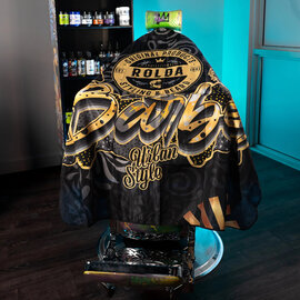 Rolda Rolda Professional Barber Hair Cutting Capes Urban Black & Gold Style