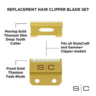 StyleCraft StyleCraft Fixed Fade & Moving Slim Deep Tooth Clipper Gold Blade SC521G