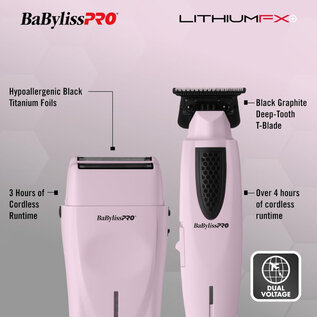 BabylissPRO BaBylissPRO LithiumFX+ Trimmer & Double-Foil Shaver Pink FX73FSTPKMP