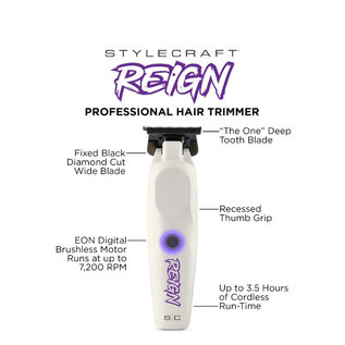 Stylance StyleCraft Reign Professional Hair Trimmer with EON Digital Brushless Motor SC422W