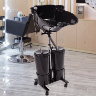 Beauty Kit Solutions Portable Shampoo Bowl with Drain Hose 2 Buckets Adjustable Height Salon Sink