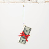  Money with Bow Glass Ornament