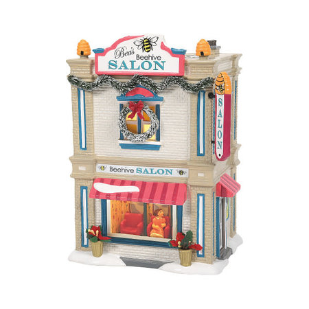 Department 56 Snow Village Bea's Beehive Salon Lit House