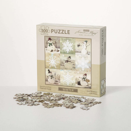 Darren Gygi Artwork Snowman & Snowflake Puzzle - 500 piece
