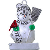  Personal Name Ornament Snowperson with Broom: Zachary