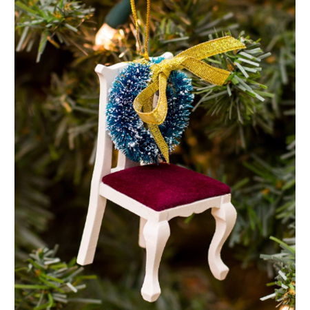 Empty Chair with Wreath Memorial Ornament