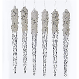  6" Icicle Ornaments with glitter, Pack of 6