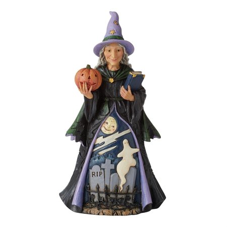 Jim Shore Jim Shore Witch with Pumpkin and Scene Figurine