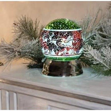 LED Swirl Dome Santa in Sleigh Snow Globe