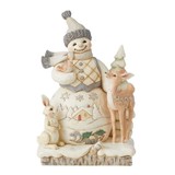 Jim Shore Jim Shore White Woodland Snowman with Deer Figurine