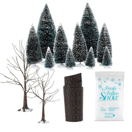 Department 56 Village Cross Product Landscape Trees Snow Road Accessory