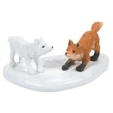 Department 56 Village Cross Product White Christmas Fox Face Off Accessory