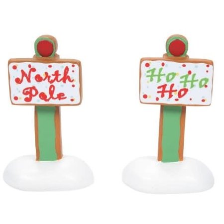 Department 56 Village Cross Product North Pole Gingerbread Christmas Signs Accessory