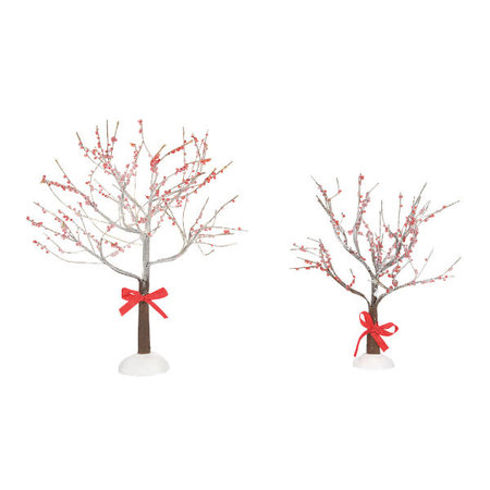 Department 56 Village Cross Product Crabapple Trees w/Ribbon Accessory