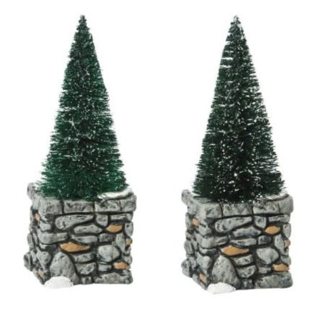 Department 56 Village Cross Product Limestone Topiaries Set Accessory