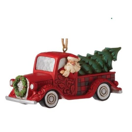 Jim Shore Jim Shore Santa in Plaid Red Truck Ornament