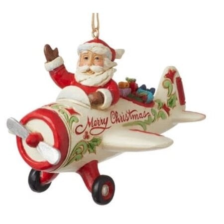 Jim Shore Jim Shore Santa in Airplane Ornament