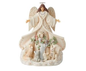 Jim Shore White Woodland Angel with Coat Figurine - Evolve For The