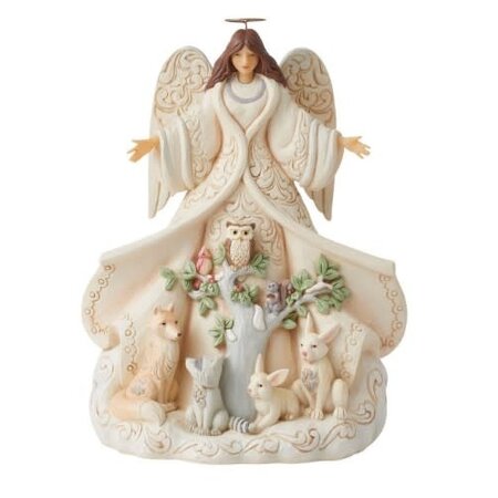 Jim Shore Jim Shore White Woodland Angel with Coat Figurine