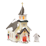 Department 56 Snow Village Holy Family Church Lit Building