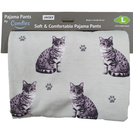 E & S Pets Cat, Silver Tabby Pajama Bottoms