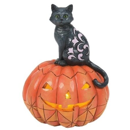 Jim Shore Jim Shore Black Cat on Pumpkin LED Figurine