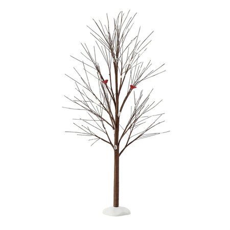 Department 56 Village Cross Product Brown Tree with Snow and Bird Accessory