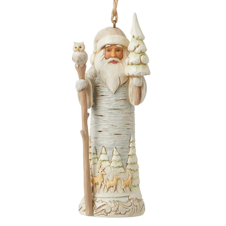 Jim Shore Jim Shore White Woodland Birch Bark Santa Ornament