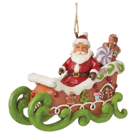 Jim Shore Jim Shore Santa in Gingerbread Sleigh Figurine