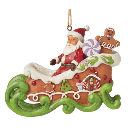 Jim Shore Jim Shore Santa in Gingerbread Sleigh Figurine