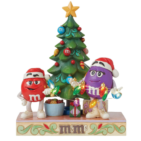 Jim Shore Jim Shore Purple and Red M&M with Lit Christmas Tree Figurine