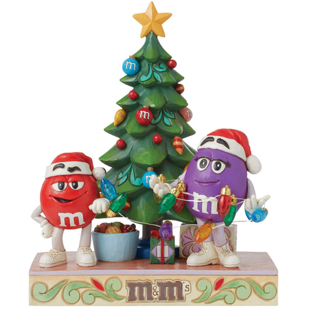 Jim Shore Jim Shore Purple and Red M&M with Lit Christmas Tree Figurine