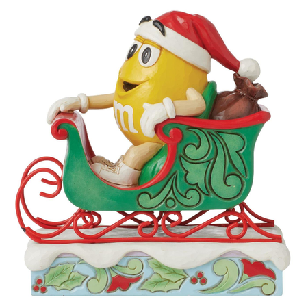 Jim Shore Jim Shore Yellow M&M in Sleigh Figurine