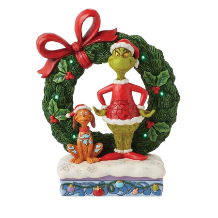 Jim Shore Jim Shore Grinch and Max Wreath Figurine