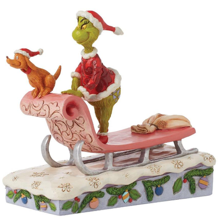 Jim Shore Jim Shore Grinch and Max on Sled Figurine