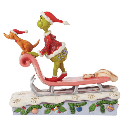 Jim Shore Jim Shore Grinch and Max on Sled Figurine