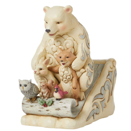 Jim Shore Jim Shore White Woodland Animals on Toboggan Figurine