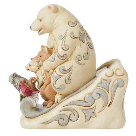 Jim Shore Jim Shore White Woodland Animals on Toboggan Figurine