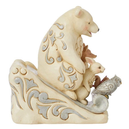 Jim Shore Jim Shore White Woodland Animals on Toboggan Figurine