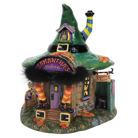 Department 56 Snow Village Halloween Samantha's BOO-tique Lit Building
