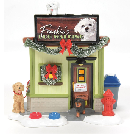 Department 56 Snow Village Frankie's Dog Walking Company Lit Building