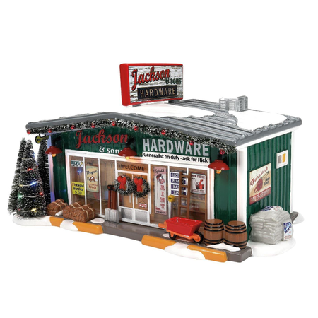 Department 56 Snow Village Jackson & Sons Hardware Lit Building