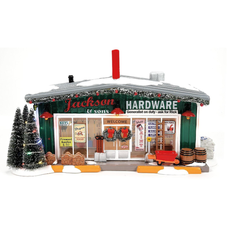 Department 56 Snow Village Jackson & Sons Hardware Lit Building