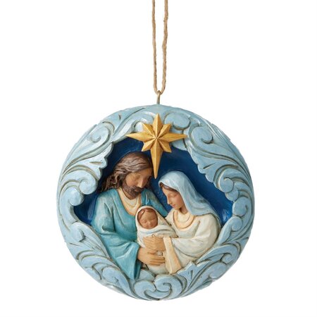Jim Shore Jim Shore Blue and Gold Holy Family Hanging Ornament