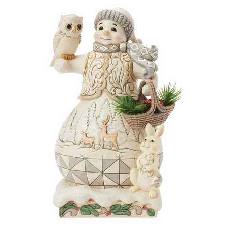 Jim Shore Jim Shore Woodland Snowman with Basket Figure