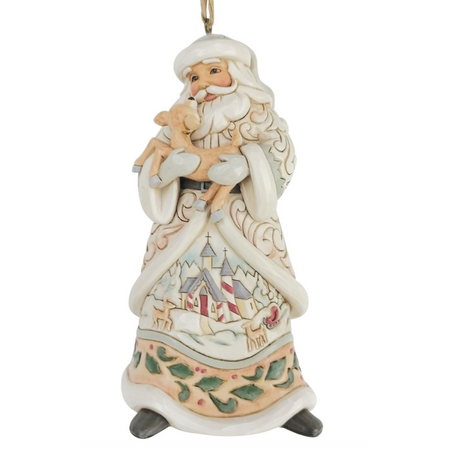 Jim Shore Jim Shore White Woodland Santa Holding Fawn Ornament