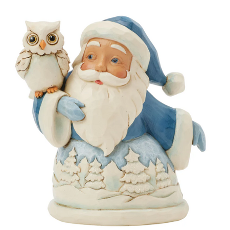 Jim Shore Jim Shore Blue Santa with Owl Mini Figurine