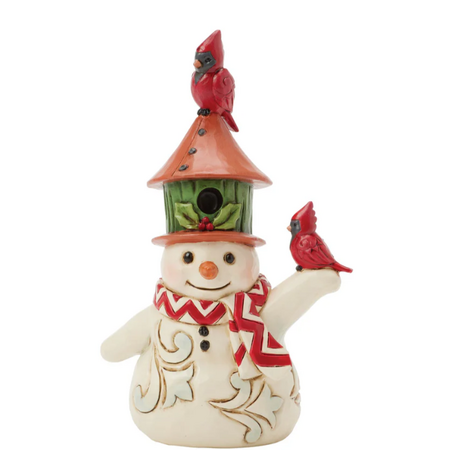 Jim Shore Jim Shore Snowman with Birdhouse Hat Mini Figurine